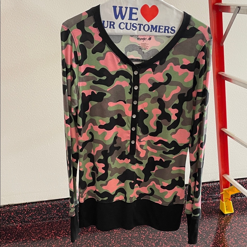 Wrangler Pink and Green Camo Shirt